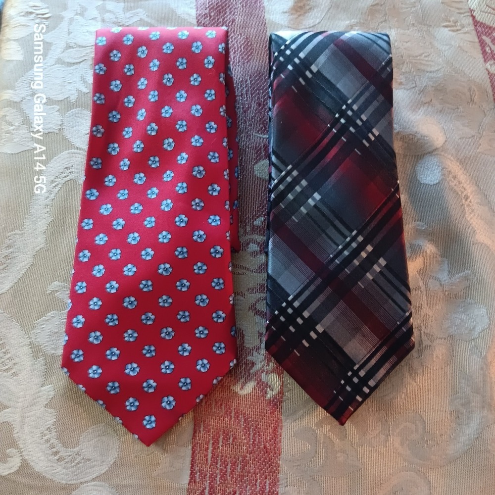 ARROW Mens Tie Lot Red Floral Burgundy Plaid Neckties Classic Business Set